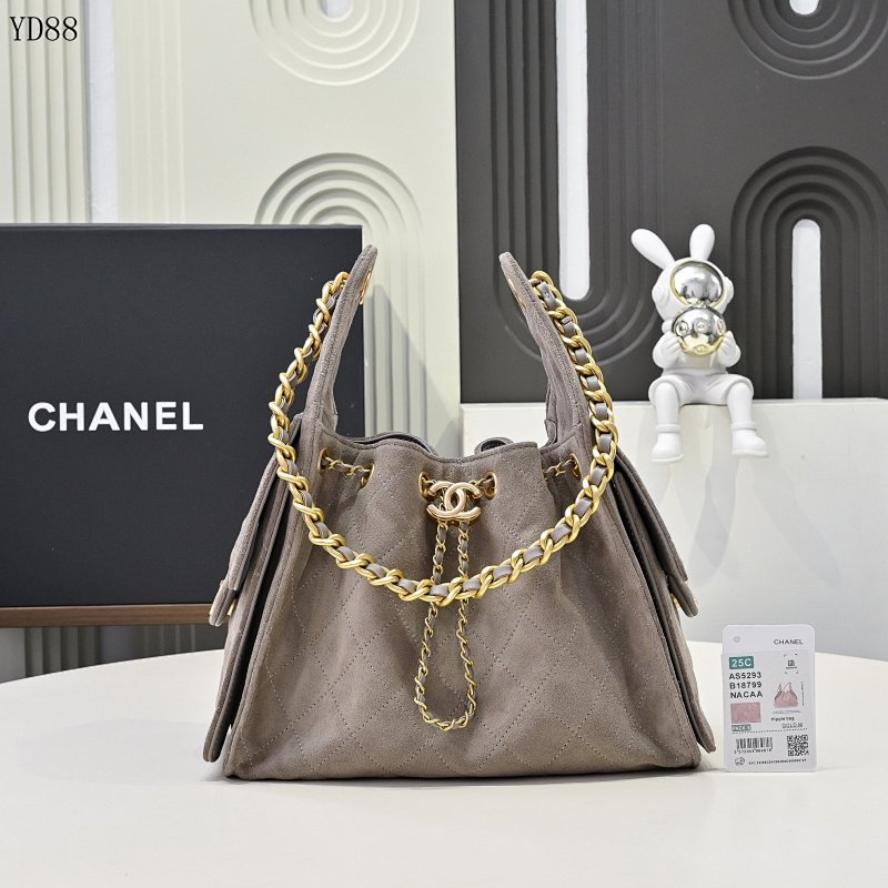 CHANELL AS5293 Grey Leather Shoulder Bag