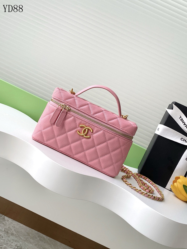 CHANELL YD88071 Quilted Pink Caviar Leather Shoulder Bag
