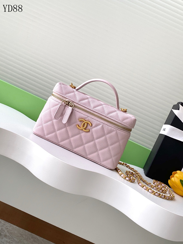 CHANELL YD88071 Quilted Pink Leather Wallet on Chain