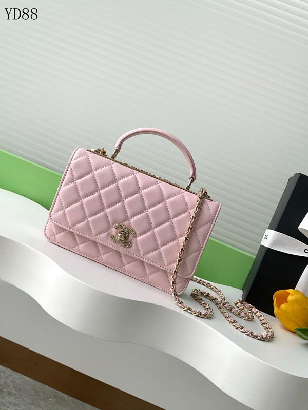 CHANELL YD88083 Trendy CC Wallet on Chain Pink Lambskin