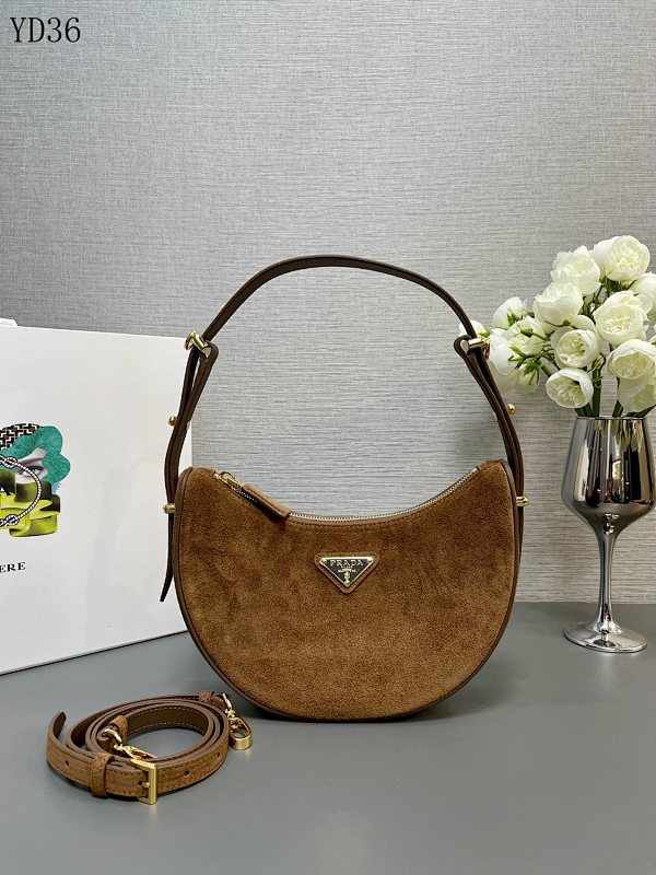 Pr4da Moon Bag YD36062 Suede Shoulder Bag