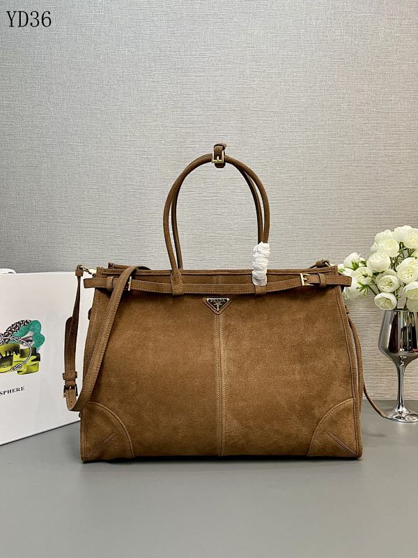Pr4da YD36078 Large Suede Tote Bag
