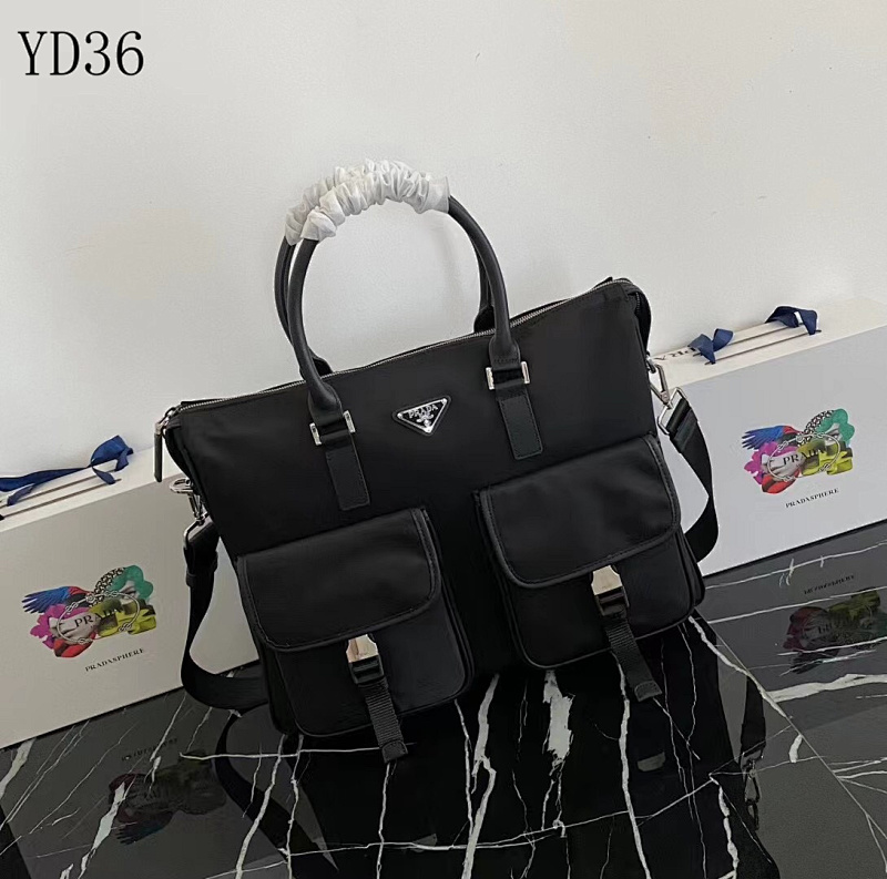 PRADA YD36 Nylon Briefcase with Saffiano Trim