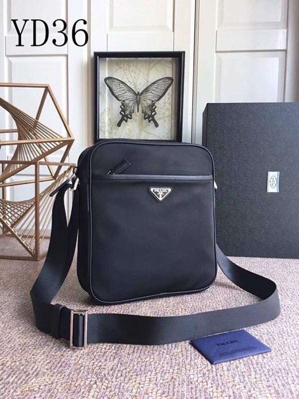 PRA/D YD36034 Men’s Crossbody Bag with Saffiano Trim and Adjustable Strap