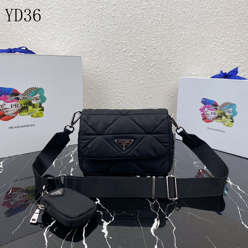 cover-203488395 Pr4da YD36052 Tri-Compartment Nylon Shoulder Bag