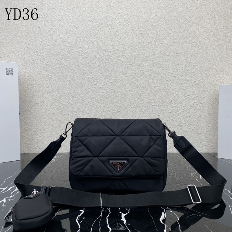 Pr4da YD36056 Re-Nylon Shoulder Bag with Triangular Logo