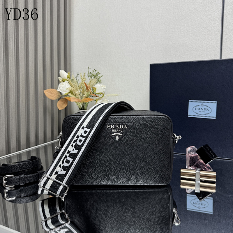 Pr4da YD36070 Black Leather Crossbody Bag