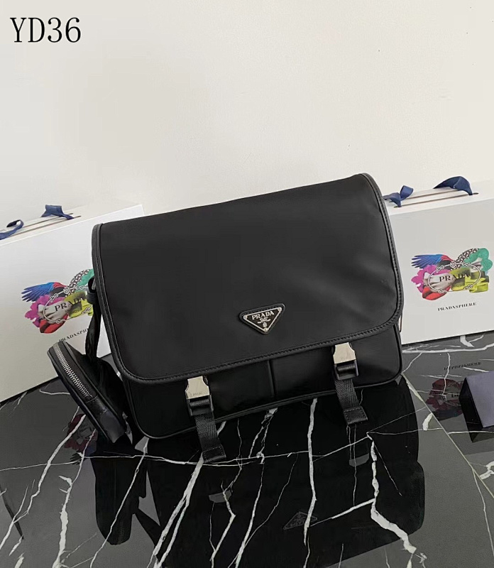 Pr4da 2VD768B Nylon Saffiano Leather Messenger Bag