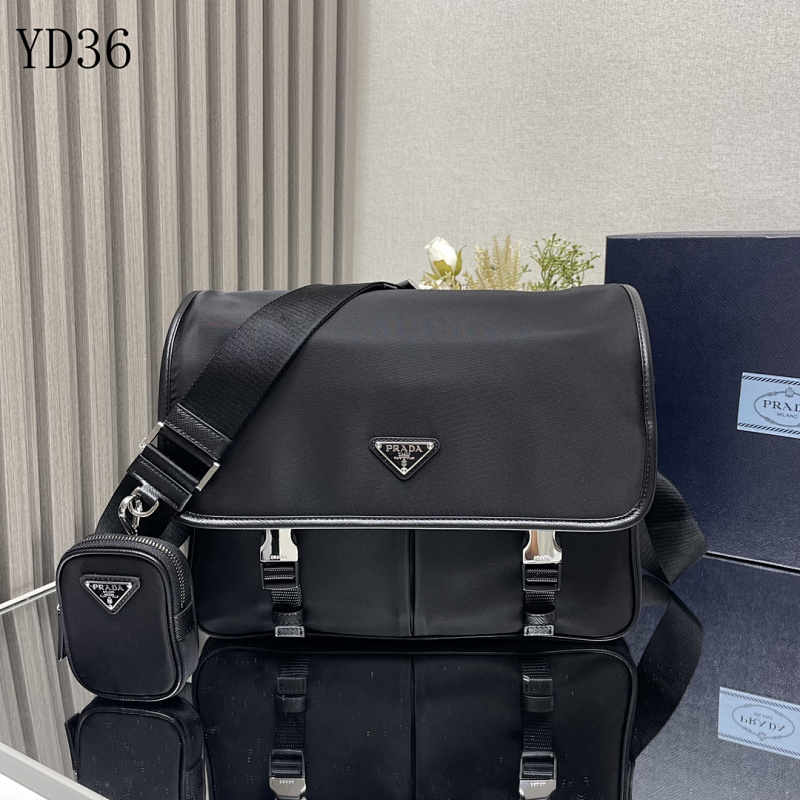 Pr4da 2VD768A Nylon Saffiano Leather Crossbody Bag
