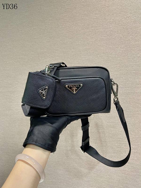 PRADA YD36048 2VH172 Crossbody Bag in Re-Nylon and Calfskin