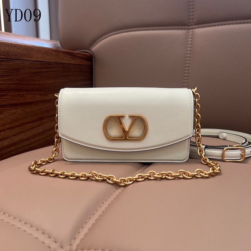 Valentiino YD09 White Leather Crossbody Bag with Gold Hardware
