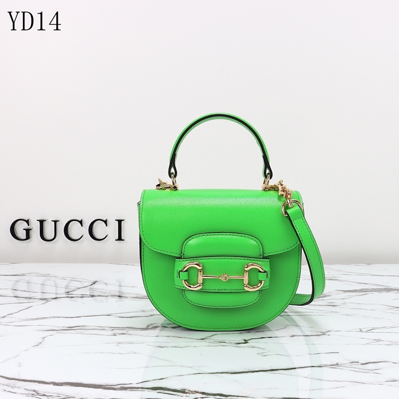 Gucc1 YD14061 Green Leather Horsebit Shoulder Bag