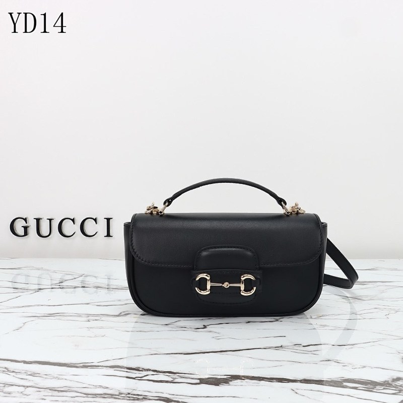 Gucc1 YD14057 Black Leather Top Handle Crossbody Bag