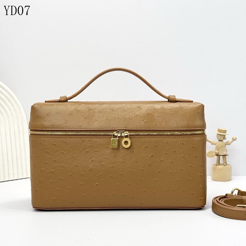 LoroPiana YD07 Extra Pocket Tote Bag Ostrich Embossed Leather