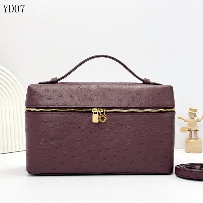 LoroPiana YD07 Ostrich-Embossed Leather Tote Bag