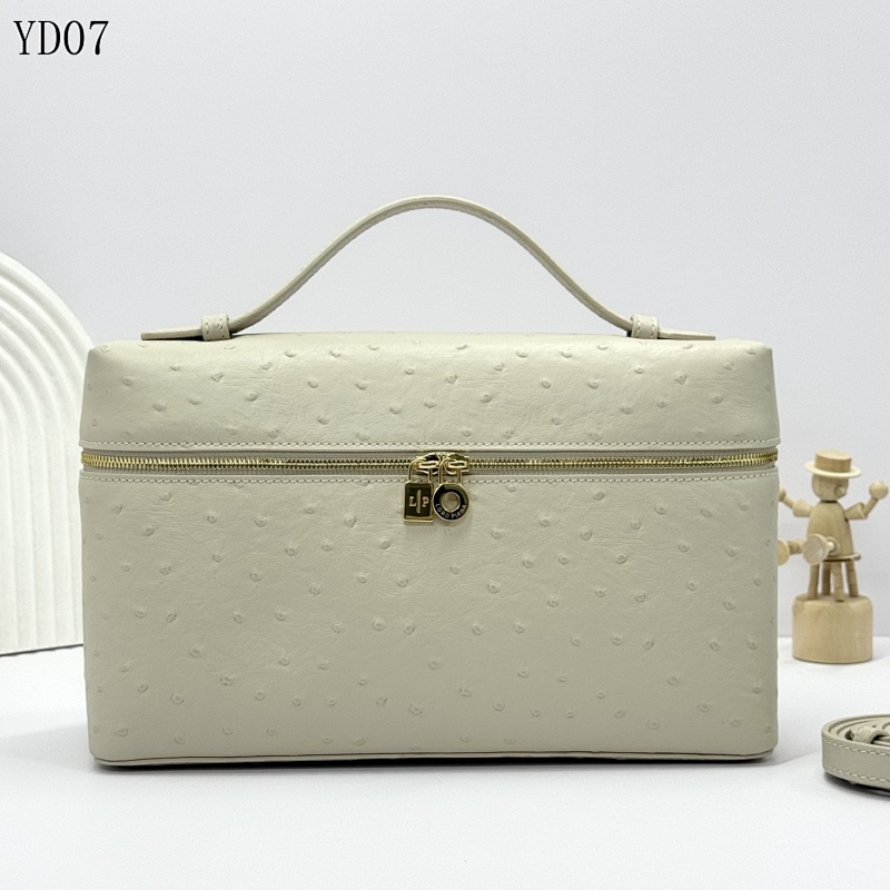 LoroPiana YD07 Extra Pocket Tote Bag Ostrich-Embossed Leather