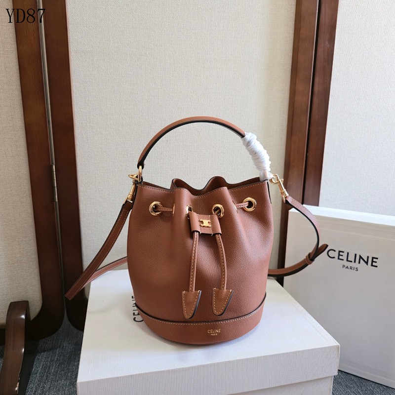 C3linee YD87 Bucket Bag in Tan Leather with Gold Hardware
