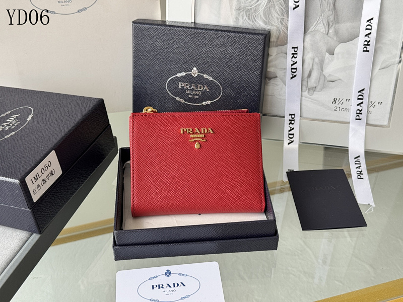 Pr4da 1ML050 Red Saffiano Leather Wallet