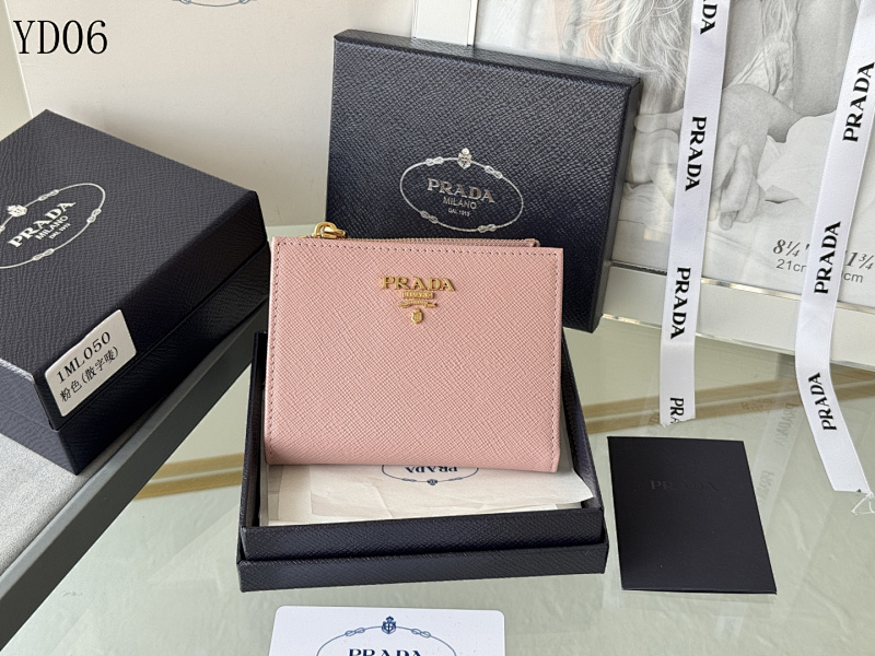 Pr4da 1ML050 Pink Saffiano Leather Card Holder