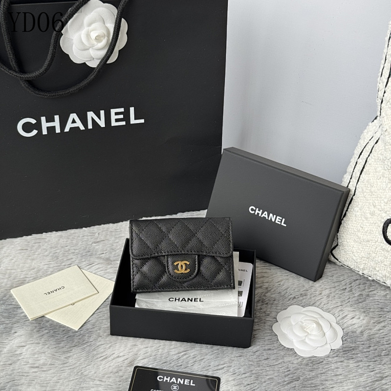 Chan3l YD06030 Quilted Caviar Leather Wallet