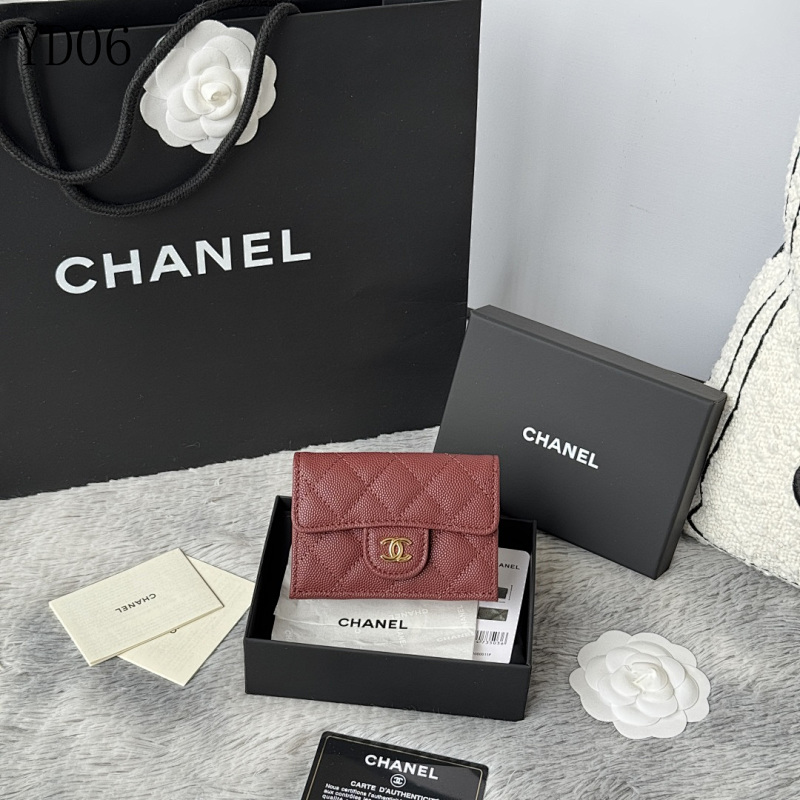 Chan3l AP0230 Quilted Caviar Leather Trifold Wallet