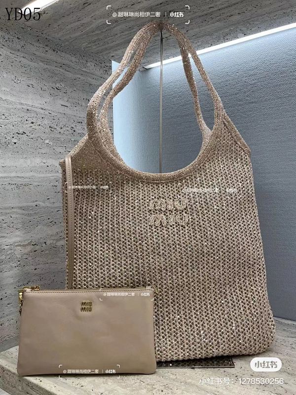 MiuuMiuu YD05088 Pink Sequin Woven Tote Bag
