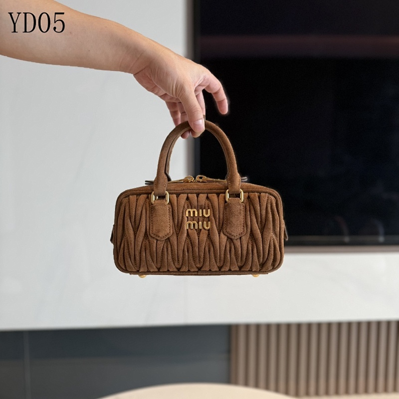 MiuuMiuu YD05 Quilted Suede Top-Handle Bag