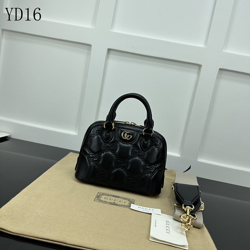 Gucc1 YD16 Black Quilted Leather Top Handle Bag