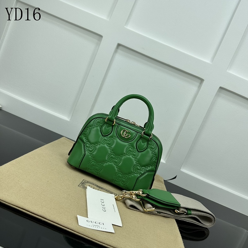 Gucc1 YD16 Green Embroidered Leather Crossbody Bag