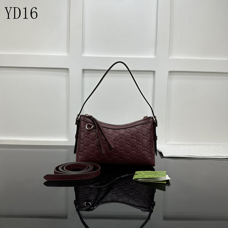 Gucc1 YD16050 Embossed Leather Shoulder Bag