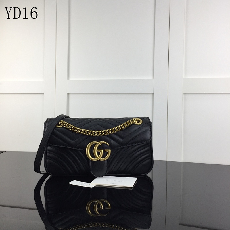 Gucc1 YD16053 Quilted Leather Shoulder Bag
