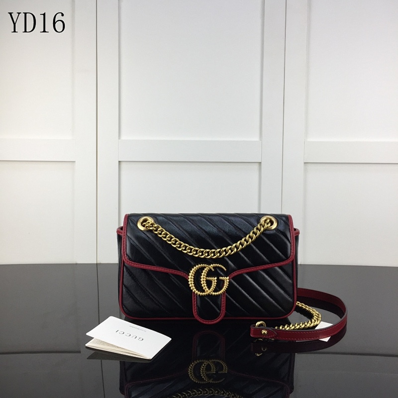 Gucc1 YD16060 GG Marmont Quilted Leather Shoulder Bag