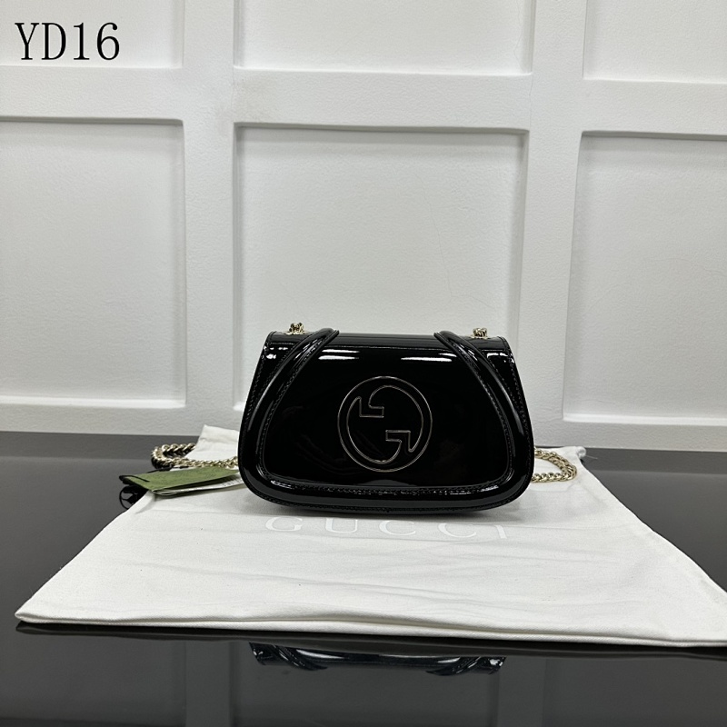 Gucc1 YD16 Black Patent Leather Crossbody Bag