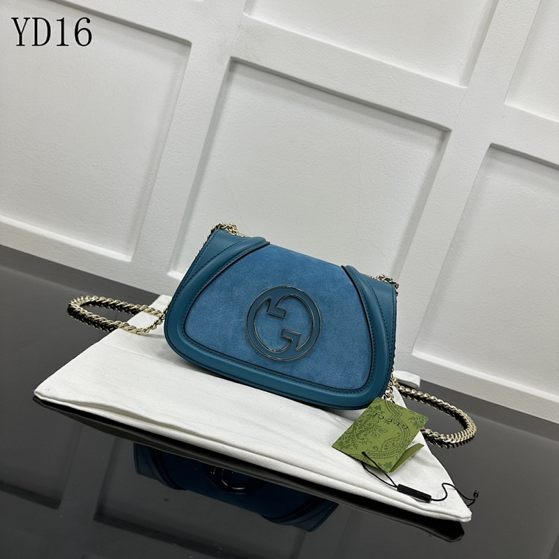 Gucc1 YD16 Blue Suede Crossbody Bag