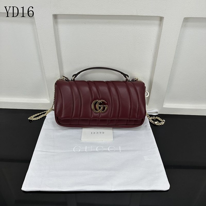 Gucc1 YD16 Marmont Wallet on Chain in Burgundy