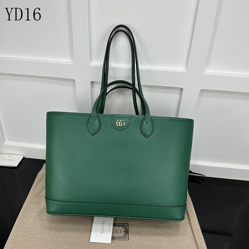 Gucc1 YD16067 Green Canvas and Leather Tote Bag
