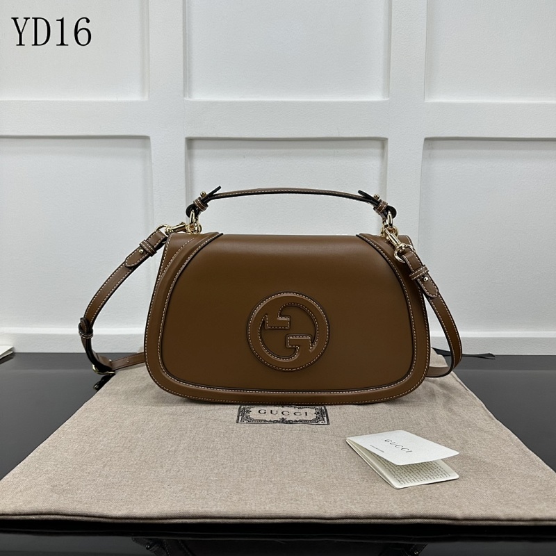 Gucc1 YD16081 Brown Leather Shoulder Bag