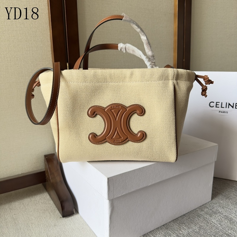 C3linee YD18062 Canvas Tote Bag with Leather Trim