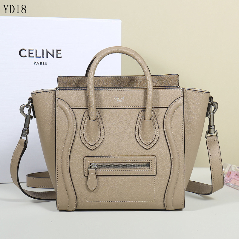 C3linee YD18 Nano Luggage Bag in Beige Crocodile-Embossed Leather