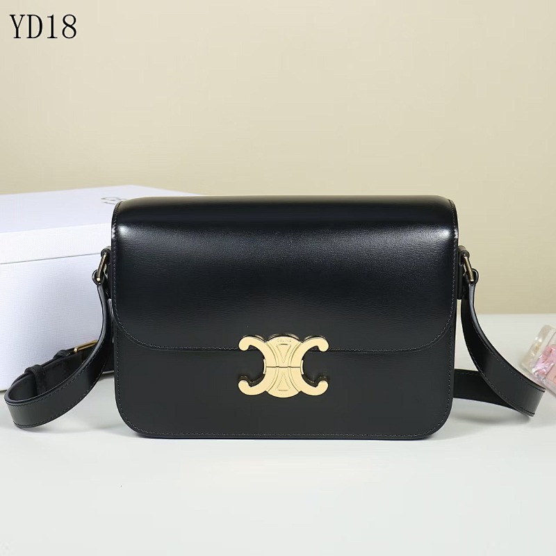 C3linee YD18078 Triomphe Bag – Black Leather Crossbody