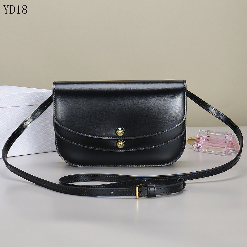 C3linee YD18 Duo Strap Wallet in Black Leather