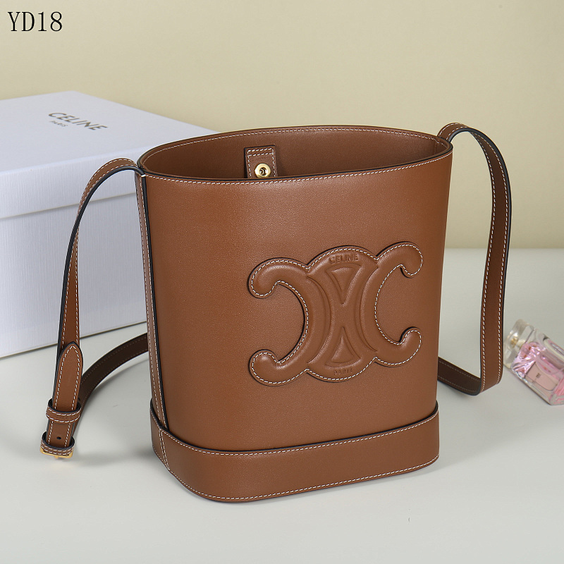 C3linee YD18 Bucket Bag Embossed Logo Leather Shoulder Bag