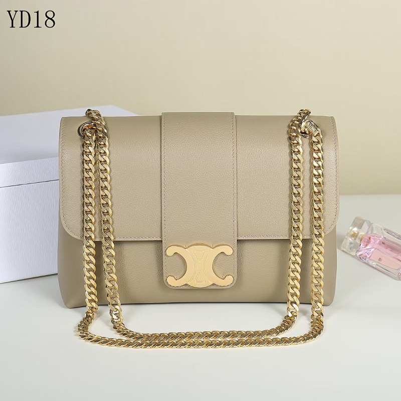 C3linee YD18080 VICTOIRE Bag – Beige Leather Chain Shoulder Bag