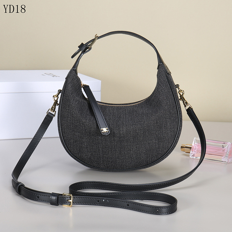 C3linee YD18 Lulu Bag – Denim Canvas Moon Shape Crossbody
