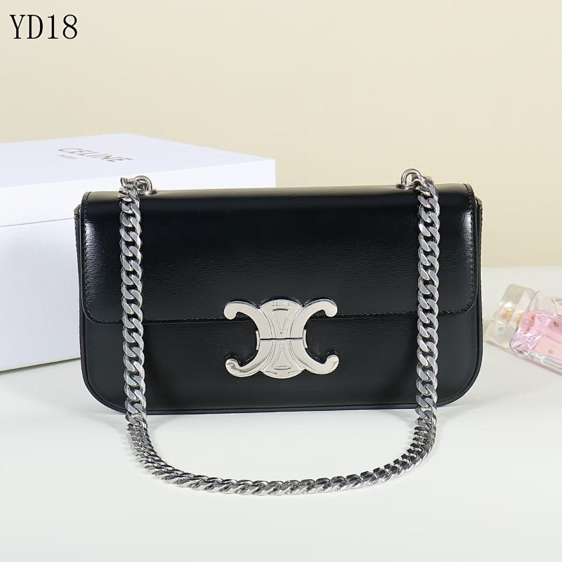 C3linee YD18 Black Leather Chain Shoulder Bag