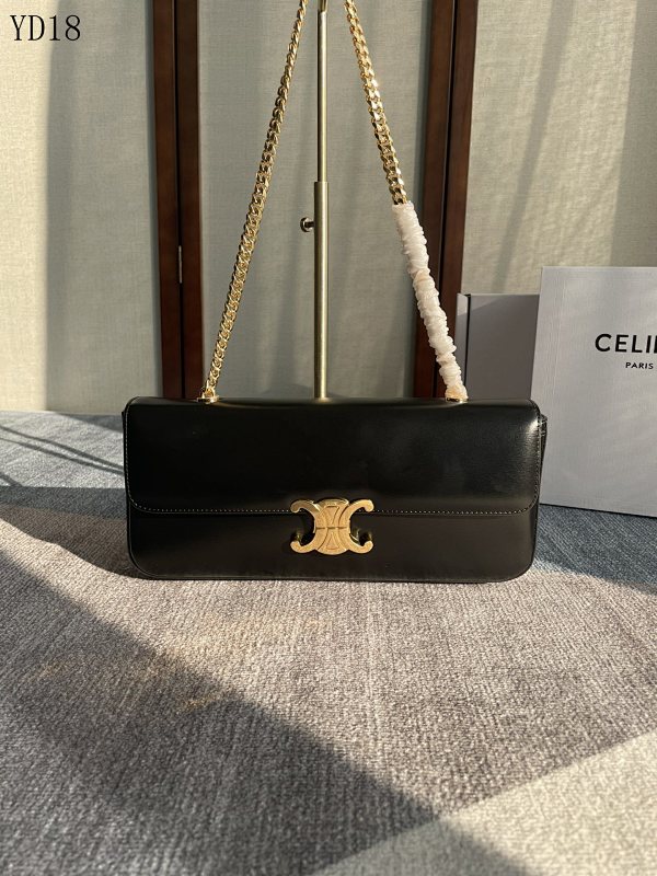 C3linee YD18080 Black Leather Wallet on Chain