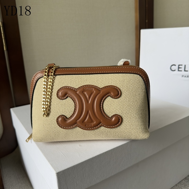 C3linee YD18 Triomphe Canvas Clutch with Gold Chain
