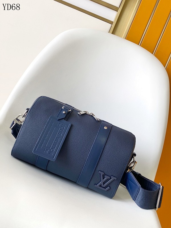 LVutton M21438 City Keepall Blue Aerogram Leather Crossbody Bag