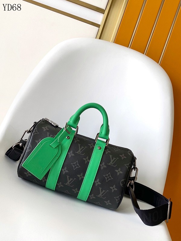 LVutton M25885 Keepall 25 Monogram Eclipse Reverse Green Trim