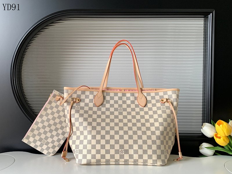 cover-221157274 LVutton Neverfull Medium Damier Azur Checkered Canvas Tote Bag